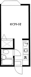 ウッディ志木 2階ワンルームの間取り