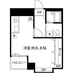 ホワイトヒルズN 5階ワンルームの間取り