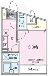 リネアパレス 2階1Kの間取り