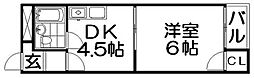 スカイハイツ香里 1DKの間取図画像