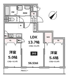 仮称）メゾン・ド・ソレイユ 2階2LDKの間取り