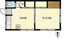 フジアパート 2階1DKの間取り