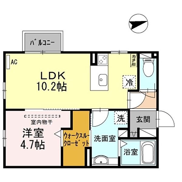 グランルージュ 205｜新潟県長岡市西宮内２丁目(賃貸アパート1LDK・2階・40.26㎡)の写真 その2