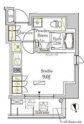 パークアクシス秋葉原イースト 14階ワンルームの間取り