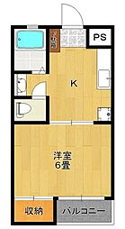 KFビル 3階1Kの間取り
