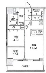 ジェノヴィア浅草Vスカイガーデン 7階2LDKの間取り
