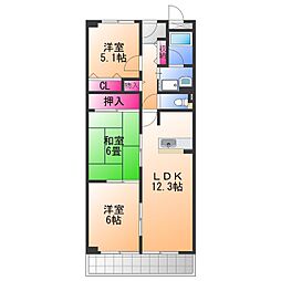 パール久米田 3LDKの間取図画像