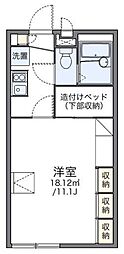 レオパレスアドミラーブル 2階1Kの間取り