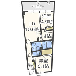 アイランドシティインフィニガーデンS棟 2LDKの間取図画像