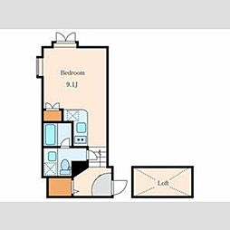 Chat Lapin 南麻布 2階ワンルームの間取り