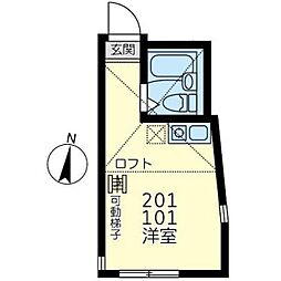 横浜市緑区鴨居1丁目アパート ワンルームの間取図画像
