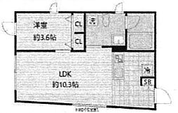 Fullea上落合 2階1LDKの間取り