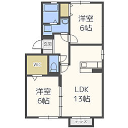 グランドリシェス 2LDKの間取図画像