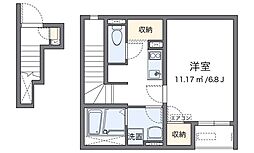 クレイノワイズ南馬込IIアネックス 2階1Kの間取り