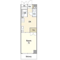 ソシアサンクレール 1Kの間取図画像