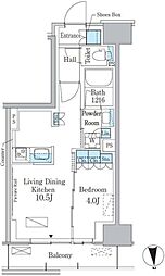 パークアクシス新宿百人町 1LDKの間取図画像