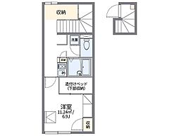 レオパレスラヴィー 2階1Kの間取り