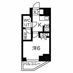 スパシエ アコルデ 横浜 11階1Kの間取り
