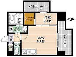 クロロザグランドリバー 1LDKの間取図画像