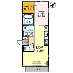 シェソワフルール 1LDKの間取図画像