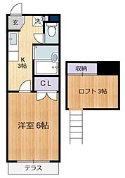 メイプル60 1Kの間取図画像