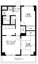 プラムガーデン 3階2DKの間取り