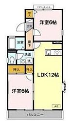セジュールジュネス 2LDKの間取図画像