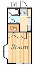 第二金森ハイツ 1階1Kの間取り