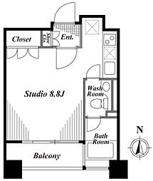 キャビンアリーナ南青山 12階ワンルームの間取り