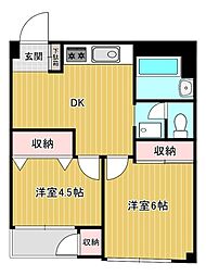 リファレンス元住吉 5階2DKの間取り