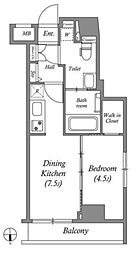 ジェノヴィア東中野スカイガーデン 1DKの間取図画像
