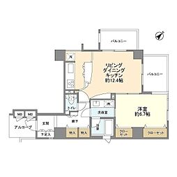 テラス国立ウエスト 6階1LDKの間取り