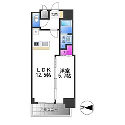 プレサンスOSAKA東成中本ハーヴィル 8階1LDKの間取り