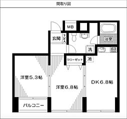 コート向ケ丘 2DKの間取図画像