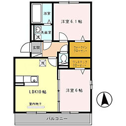 京阪本線 門真市駅 徒歩11分の賃貸アパート 1階2LDKの間取り