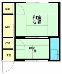 水月荘 2階1Kの間取り