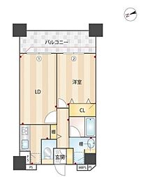 都営三田線 芝公園駅 徒歩8分の賃貸マンション 9階1LDKの間取り