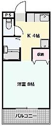 アネックス中和泉 1Kの間取図画像