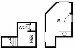 MM1221ウエスト ワンルームの間取図画像