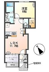 ルナクレセンテIII 1LDKの間取図画像