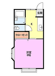 エスティー長峰 1Kの間取図画像
