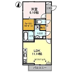 ル・ブラン立花 2階1LDKの間取り