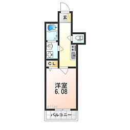 阪急京都本線 正雀駅 徒歩4分の賃貸マンション 7階1Kの間取り