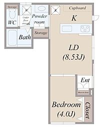 ハイツウエノウチ 1LDKの間取図画像