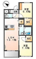 蕨市錦町4丁目マンション 2LDKの間取図画像