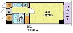 都営三田線 芝公園駅 徒歩2分の賃貸マンション 2階1Kの間取り