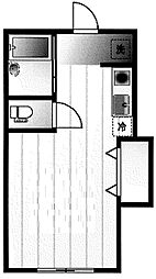 アペルタ 1階ワンルームの間取り