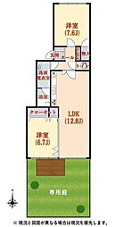 白鷺ハイム4号棟 2LDKの間取図画像