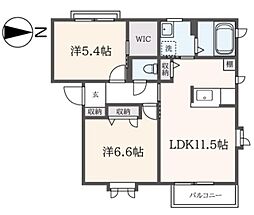 ベルヴェデーレ浜田山 1階2LDKの間取り