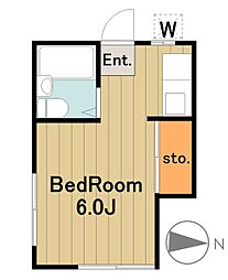 多摩都市モノレール 多摩動物公園駅 徒歩5分の賃貸アパート 2階1Kの間取り